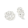 Flower Brass Micro Pave Clear Cubic Zirconia European Beads KK-G557-39S-1