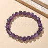 Natural Amethyst Bead Stretch Bracelets X-BJEW-K212-B-034-1
