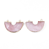 Electroplate Natural Rose Quartz Semi Circle Pendants G-S344-42G-2