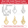 Beebeecraft 8Pcs 2 Colors Rack Plating Brass Micro Pave Cubic Zirconia Pendants KK-BBC0012-95-2