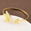 Marine Organism Brass Cuff Bangles for Women BJEW-D368-03K-G-1