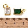 Rectangle Brass Glass Charms KK-R162-066G-3