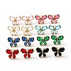 Cubic Zirconia Butterfly Stud Earrings KK-D080-17G-1