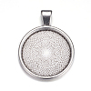 Flat Round Alloy Pendant Cabochon Settings PALLOY-A15654-AS-1