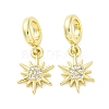 Brass Micro Pave Cubic Zirconia European Dangle Charms KK-D325-13G-1