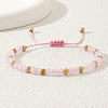 Glass & Brass Round Beads Braided Bead Bracelets LS-RD6595-4-2