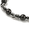 Two Tone 304 Stainless Steel Round Ball Link Chain Bracelet BJEW-B078-20BP-2
