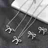 Bowknot 304 Stainless Steel 
Stud Earrings & Necklaces & Bracelets Sets SJEW-Q001-02P-5