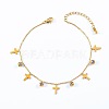 304 Stainless Steel Pave Clear Cubic Zirconia Charm Anklets for Women FS-WG43DDA-08-2