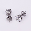 304 Stainless Steel Cubic Zirconia Stud Earrings EJEW-O070-03P-2