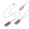 Natural Mixed Gemstone Bullet Pendant Necklace NJEW-JN04421-1