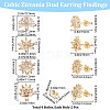 4 Pairs 4 Style Brass Cubic Zirconia Flower Stud Earring Findings EJEW-BBC0001-11-2