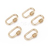 Brass Micro Pave Clear Cubic Zirconia Screw Carabiner Lock Charms ZIRC-T010-10G-1