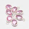 Oval Faceted Silver Color Plated Brass Glass Charms GLAA-O015-01S-1