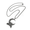 304 Stainless Steel Crescent Moon with Moth Pendant Box Chain Necklaces STAS-D196-01P-3