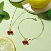 Cherry Lampwork Pendant Necklaces & Heart Link Bracelets Sets SJEW-JS01299-2
