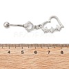 Alloy Crystal Rhinestone Dangle Curved Barbell Belly Rings AJEW-R007-04P-04-5