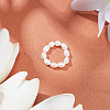 1Pc Natural Pearl Beaded Stretch Finger Ring for Women RJEW-AN0001-02-7