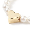 Shell Pearl & Brass Heart Beaded Stretch Rings for Women RJEW-TA00056-5