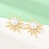 Brass Micro Pave Clear Cubic Zirconia Stud Earrings EJEW-F405-03G-1