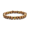 Natural Wood & Synthetic Hematite Round Beaded Stretch Bracelet for Women BJEW-JB09148-2