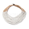 Bohemia Style Multi-strand Glass Seed Beaded Bib Necklaces for Women NJEW-G149-01D-2