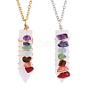 Natural Mixed Stone Wire Wrap Bullet Pendant Necklaces Set for Women NJEW-SW00010-2