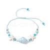 Adjustable Synthetical Turquoise & Porcelain & Natural Howlite Beaded Braided Bead Bracelets for Women BJEW-JB11707-2