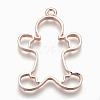 Rack Plating Alloy Open Back Bezel Pendants X-PALLOY-Q351-27RG-FF-2