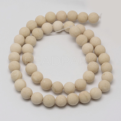 Natural Fossil Beads Strands G-D694-4mm-1