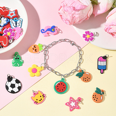 102Pcs 17 Styles Silicone Pendants SIL-SC0002-96-1