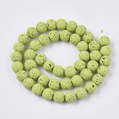 Spray Painted Natural Lava Rock Beads Strands G-N0324-C-08-1