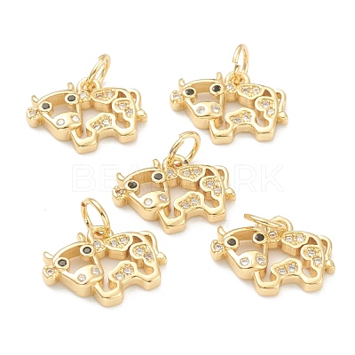 Brass Clear Cubic Zirconia Charms ZIRC-B010-22G-1