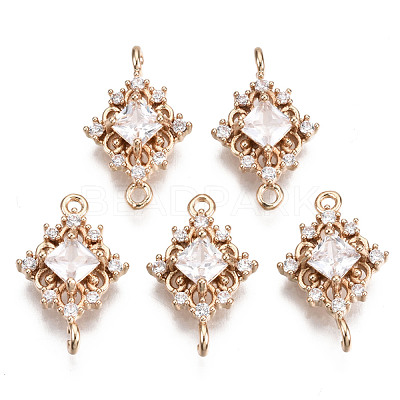 Brass Micro Pave Cubic Zirconia Links Connectors X-KK-R111-014-B01-1
