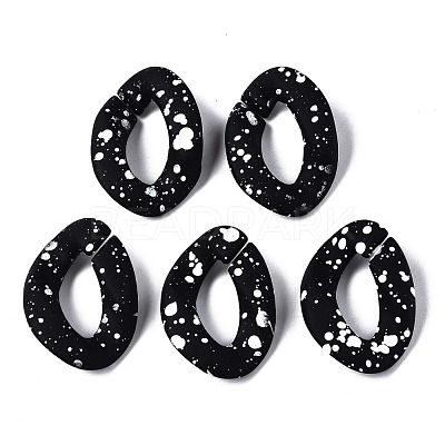 Spray Painted CCB Plastic Linking Rings X-CCB-Q091-018B-1
