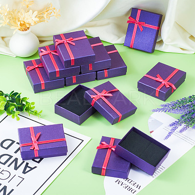 Rectangle Paper Jewelry Set Storage Boxes with Bowknot X1-CON-TAC0014-04B-1