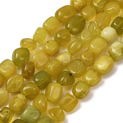 Natural Korea Olive Jade Nuggets Beads Strands G-T150-A02-04-1