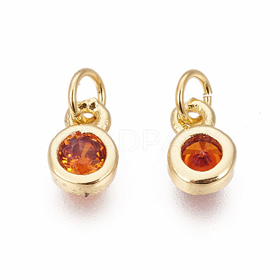Brass with Single Cubic Zirconia Charms ZIRC-F095-03G-07-1