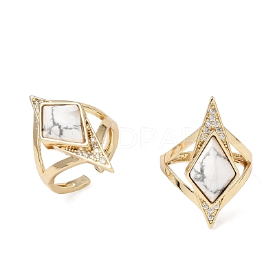 Brass Micro Pave Cubic Zirconia Cuff Rings for Women GG-CBA7610-11G-05-1