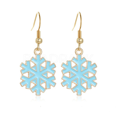 Snowflake Alloy Enamel Dangle Earrings FS-WGD9918-08-1