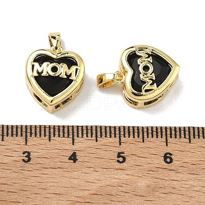 Mother's Day Brass Glass Pendants KK-D235-04G-1