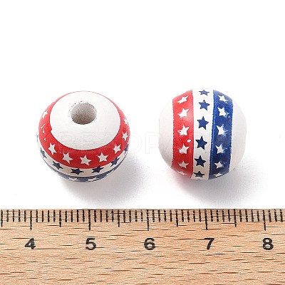 Independence Day Themes Wood European Beads WOOD-I014-01C-1