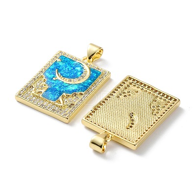 Rack Plating Brass Micro Pave Cubic Zirconia Moon Pendants KK-C041-11G-1
