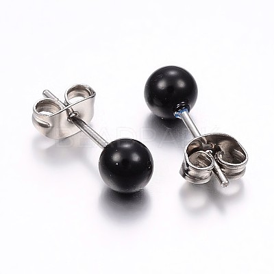 304 Stainless Steel Spray Painted Stud Earrings EJEW-H353-07-G-1