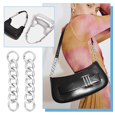 2Pcs Aluminum Curb Chain Purse Strap Extender FIND-UN0003-04A-S-1