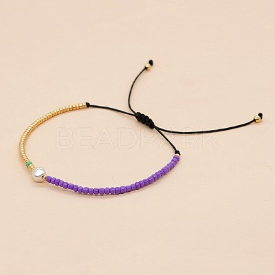 Adjustable Glass Seed Beads Braided Bead Bracelets for Women UG7337-7-1