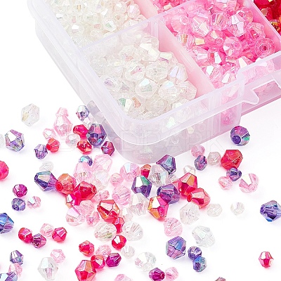8 Style Bicone AB Color Plated Eco-Friendly Transparent Acrylic Beads TACR-YW0001-37A-1