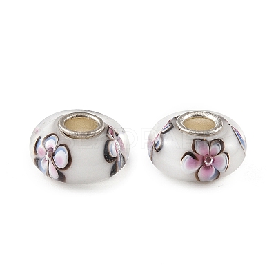 Lampwork & Brass Core European Beads LAMP-P019-01P-25-1