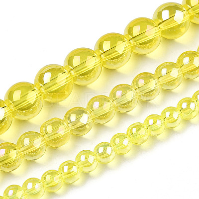 Electroplate Transparent Glass Beads Strands GLAA-T032-T8mm-AB12-1