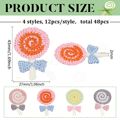 48Pcs 4 Colors Polyester Embroidery Sew on Appliques PATC-FG0002-01-1
